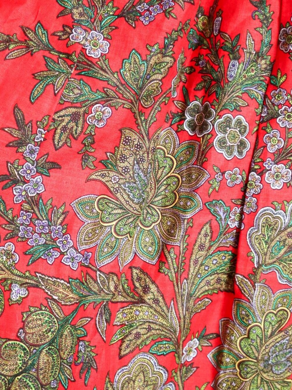 Vtg Carroll Reed A-Line Midi Skirt Sz 6 Red Floral Paisley Boho Hippie 70s USA - Picture 6 of 8